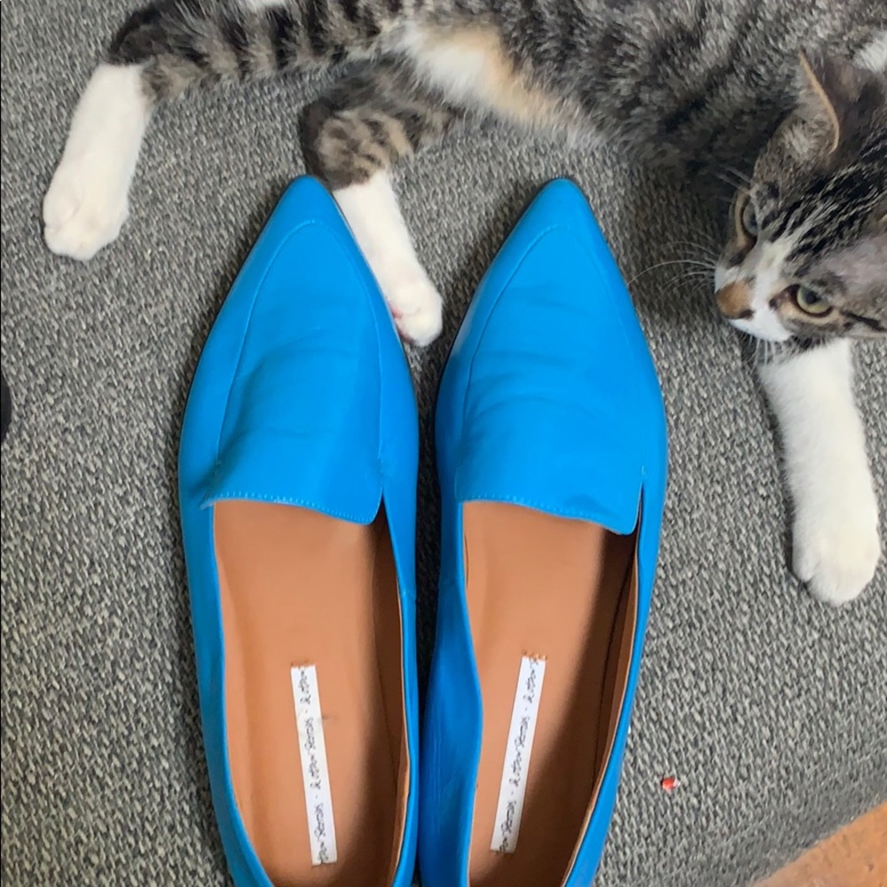 Bright blue loafers